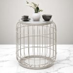 Σκαμπώ - τραπεζάκι βοηθητικό Muller Megapap μεταλλικό - Mdf χρώμα λευκό 35x35x47εκ.