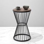 Βοηθητικό τραπεζάκι Hoffman Megapap μεταλλικό - Mdf χρώμα μαύρο - καρυδί 35x35x58εκ.