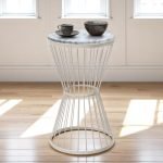 Βοηθητικό τραπεζάκι Hoffman Megapap μεταλλικό - Mdf χρώμα λευκό - λευκό εφέ μαρμάρου 35x35x58εκ.