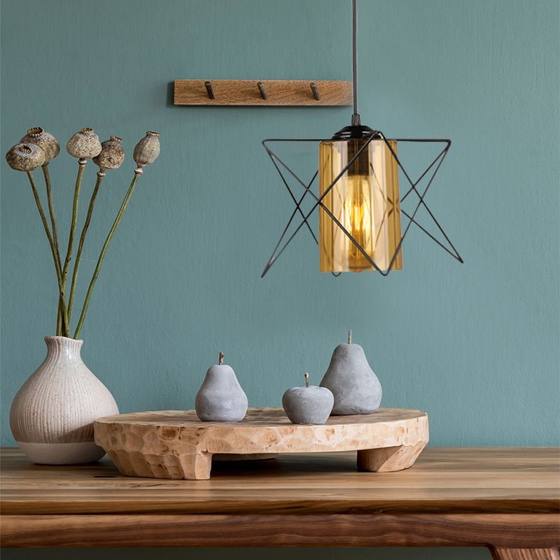 GP030-00511-1 Φωτιστικό οροφής Indra Megapap E27 μεταλλικό μονόφωτο χρώμα μαύρο 17x17x50εκ. - Image 1