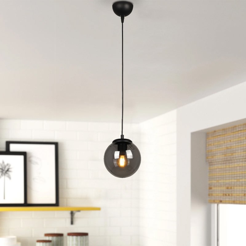 GP030-00801-1 Φωτιστικό οροφής Malta Megapap E27 γυάλινο μονόφωτο χρώμα μαύρο 15x15x70εκ. - Image 1