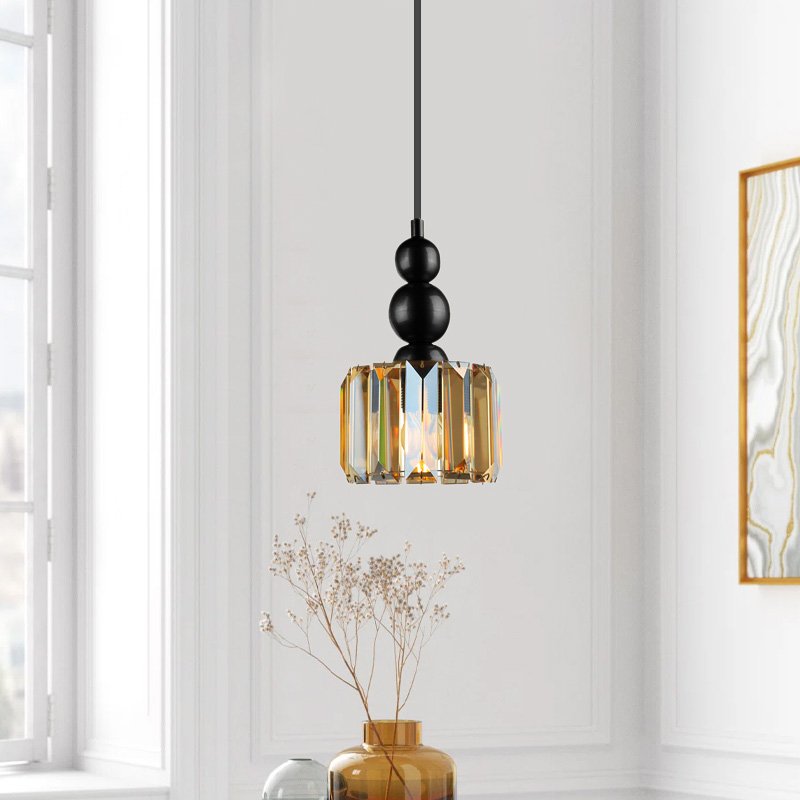 GP030-00862-1 Φωτιστικό οροφής Alaba Megapap E27 μεταλλικό - γυάλινο μονόφωτο χρώμα μαύρο 15x15x65εκ. - Image 1