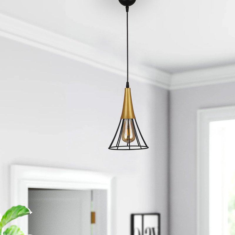 GP030-00911-1 Φωτιστικό οροφής Havana Megapap E27 μεταλλικό μονόφωτο χρώμα μαύρο - χρυσό 18x18x72εκ. - Image 1