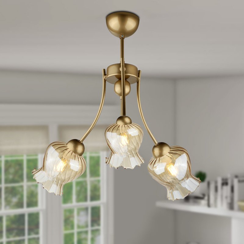 GP030-00921-1 Φωτιστικό οροφής Kobe Megapap E27 μεταλλικό τρίφωτο χρώμα χρυσό 40x40x50εκ. - Image 1