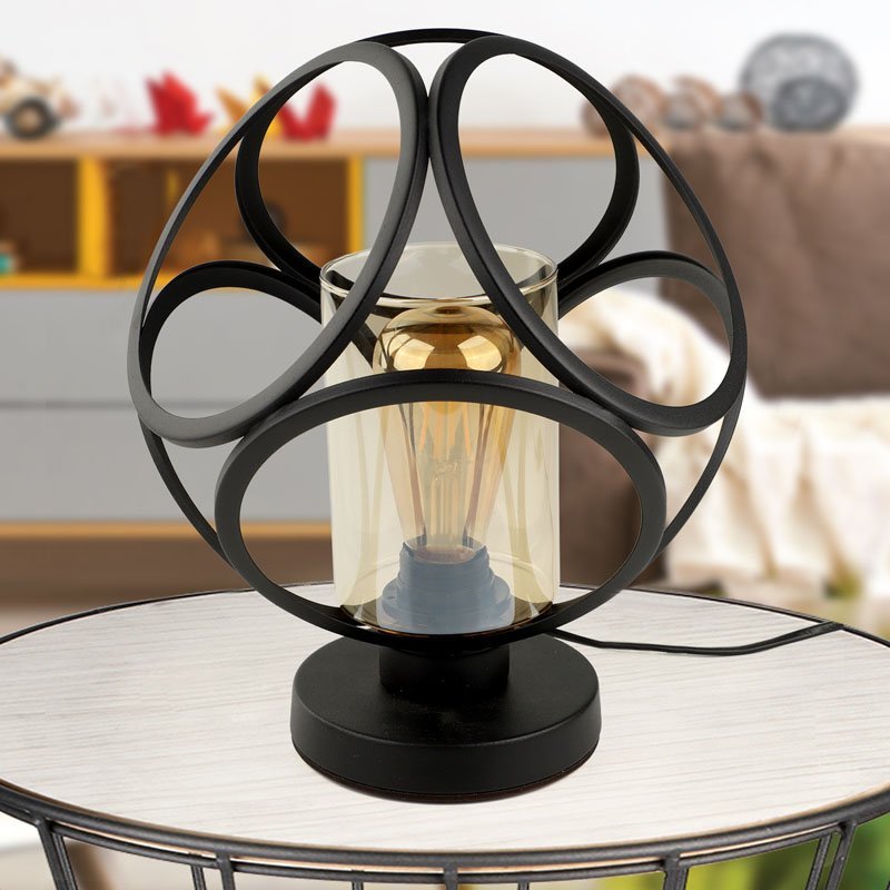 GP030-00951-1 Φωτιστικό επιτραπέζιο Silvia Megapap E27 μεταλλικό χρώμα μαύρο 20x20x25εκ. - Image 1