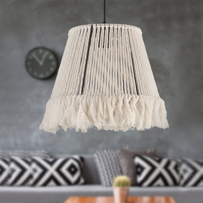 GP030-00991-1 Φωτιστικό οροφής Braga Megapap E27 από σχοινί μονόφωτο χρώμα λευκό 30x30x75εκ. - Image 1