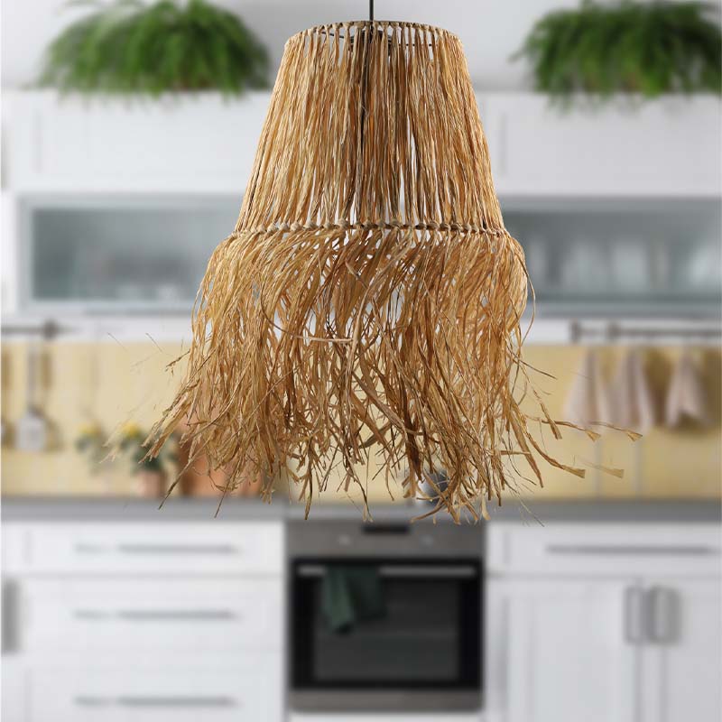 GP030-01061-1 Φωτιστικό οροφής Zurich Megapap E27 από σιζάλ μονόφωτο χρώμα φυσικό 30x30x90εκ. - Image 1