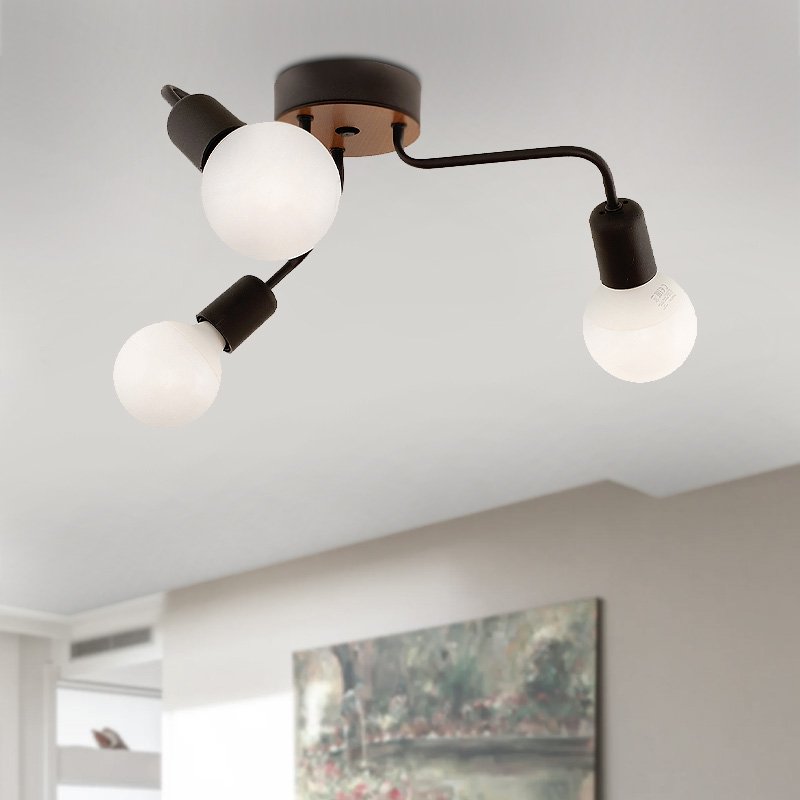 GP030-01071-1 Φωτιστικό οροφής Salvi Megapap E27 μεταλλικό τρίφωτο χρώμα μαύρο 44x44x10εκ. - Image 1