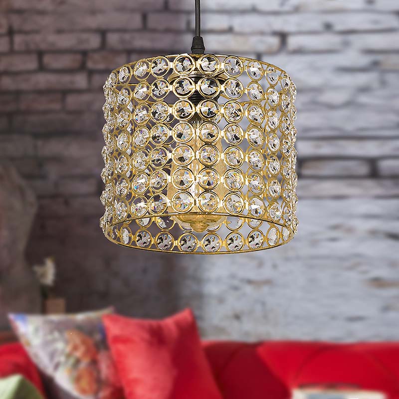 GP030-01091-1 Φωτιστικό οροφής Deha Megapap E27 μεταλλικό - γυάλινο μονόφωτο χρώμα χρυσό 18x18x65εκ. - Image 1