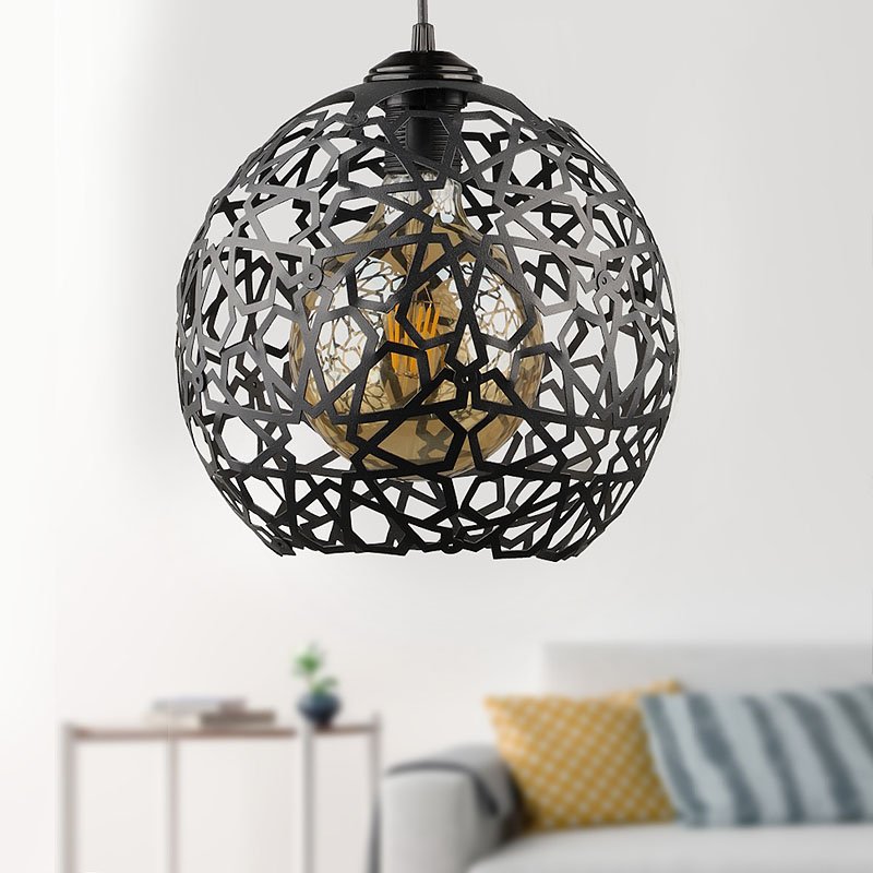 GP030-01152-1 Φωτιστικό οροφής Dominico Megapap E27 μεταλλικό μονόφωτο χρώμα μαύρο 24x24x70εκ. - Image 1