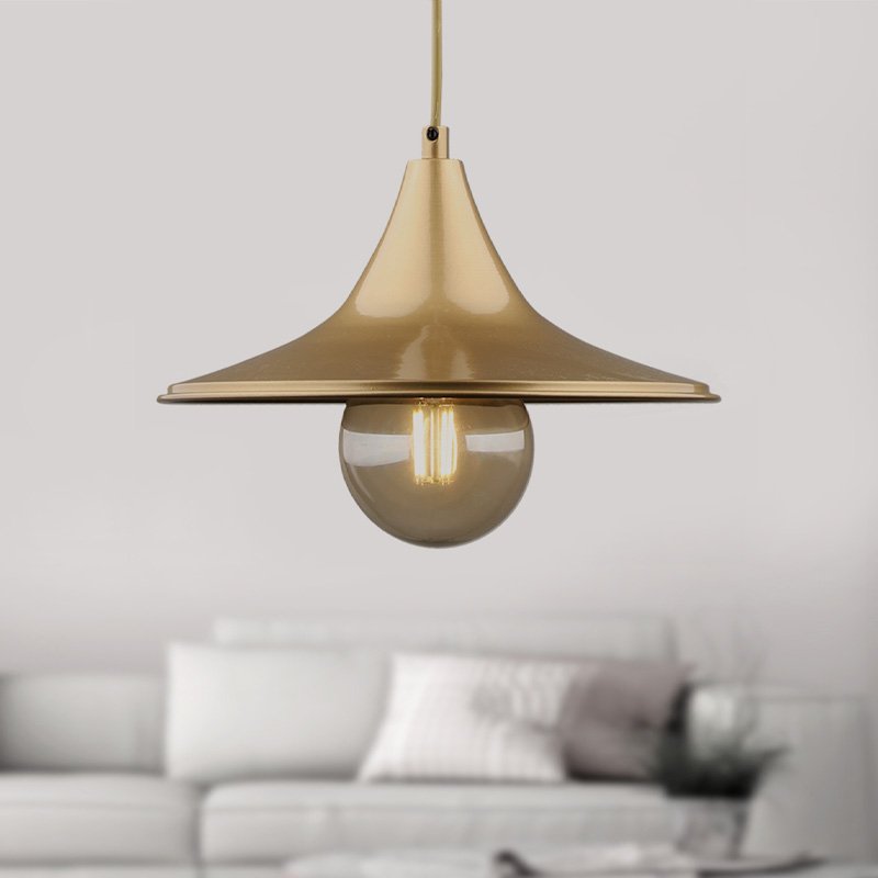 GP030-01163-1 Φωτιστικό οροφής Silia Megapap E27 μεταλλικό μονόφωτο χρώμα χρυσό 27x27x65εκ. - Image 1