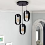 Φωτιστικό οροφής Mordo Megapap E27 μεταλλικό τρίφωτο χρώμα μαύρο 40x40x70εκ.