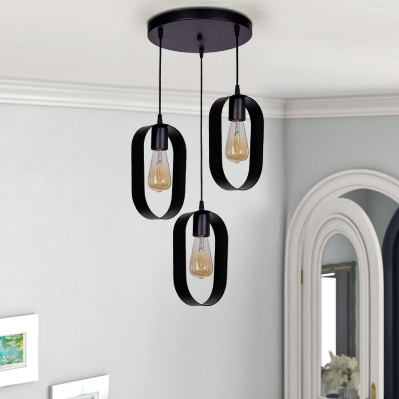 GP036-00491-1 Φωτιστικό οροφής Mordo Megapap E27 μεταλλικό τρίφωτο χρώμα μαύρο 40x40x70εκ. - Image 1