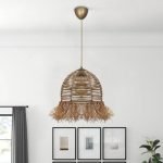 Φωτιστικό οροφής Varena Megapap E27 χάρτινο μονόφωτο χρώμα φυσικό Ø30x70εκ.