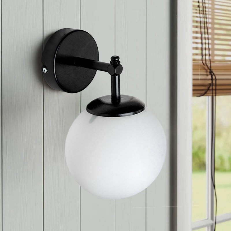 GP036-00591-1 Απλίκα τοίχου Vito Megapap E27 μεταλλική - γυάλινη χρώμα μαύρο - λευκό 12x20x25εκ. - Image 1