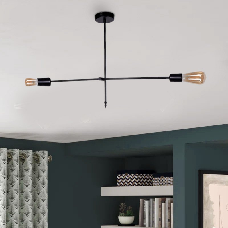 GP036-00691-1 Φωτιστικό οροφής Nimo Megapap E27 μεταλλικό δίφωτο χρώμα μαύρο 92x12x57εκ. - Image 1