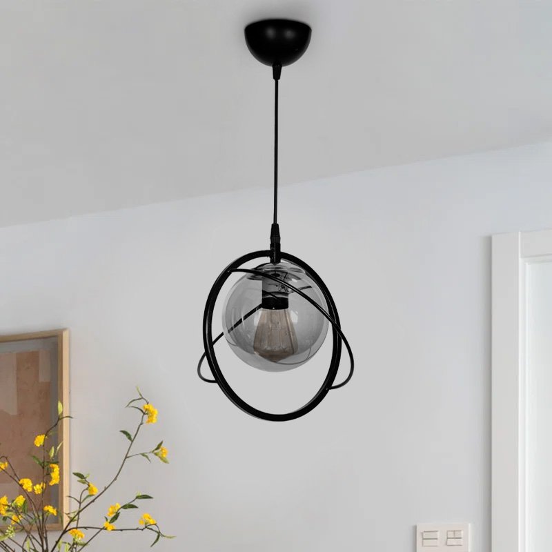 GP036-00791-1 Φωτιστικό οροφής Globe Megapap E27 μεταλλικό μονόφωτο χρώμα μαύρο Ø25x75εκ. - Image 1