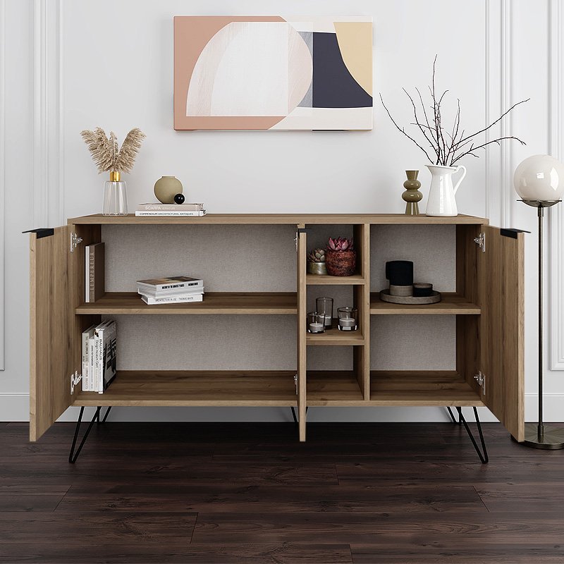 GP037-00048-1 Μπουφές Clara Megapap χρώμα ανοιχτό καρυδί 142x35,6x83εκ. - Image 1