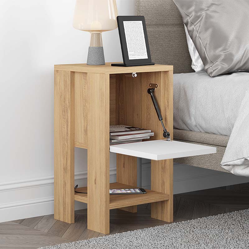 GP037-00105-1 Κομοδίνο Ema Megapap χρώμα sapphire oak - λευκό 30x30x55εκ. - Image 1