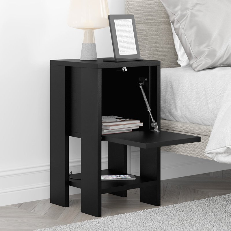 GP037-00107-1 Κομοδίνο Ema Megapap χρώμα μαύρο 30x30x55εκ. - Image 1