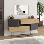 Μπουφές Eros Megapap φυσικό οξιάς - ανθρακί 145x40x82εκ.