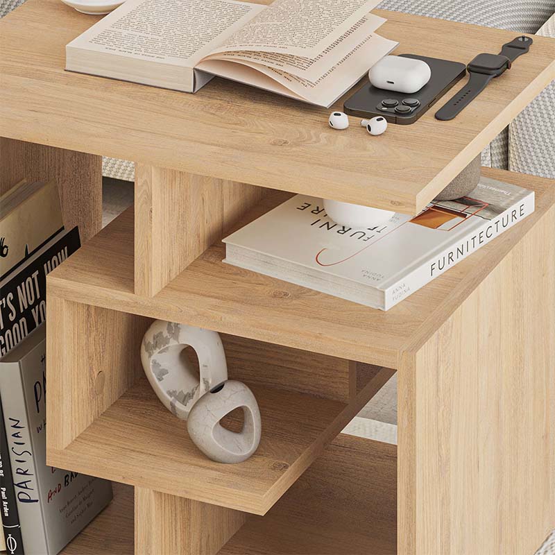 GP037-00231-1 Βοηθητικό τραπεζάκι Labirent Megapap χρώμα φυσικό οξιάς 54x40x45εκ. - Image 1