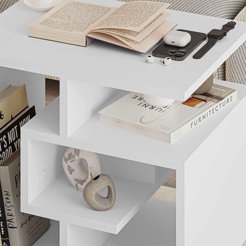 GP037-00232-1 Βοηθητικό τραπεζάκι Labirent Megapap Megapap χρώμα λευκό 54x40x45εκ. - Image 1