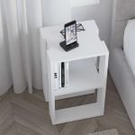 Κομοδίνο - τραπεζάκι βοηθητικό Lonie Megapap χρώμα λευκό 34x30x55εκ.