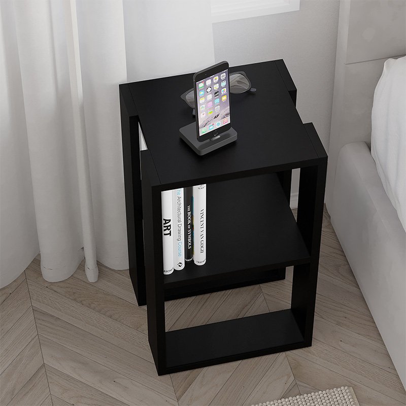 GP037-00268-1 Κομοδίνο - τραπεζάκι βοηθητικό Lonie Megapap χρώμα μαύρο 34x30x55εκ. - Image 1