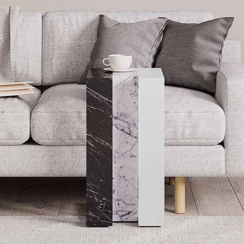 GP037-00326-1 Τραπεζάκι βοηθητικό Muju Megapap χρώμα μαύρο - λευκό εφέ μαρμάρου/λευκό 30x40x57εκ. - Image 1