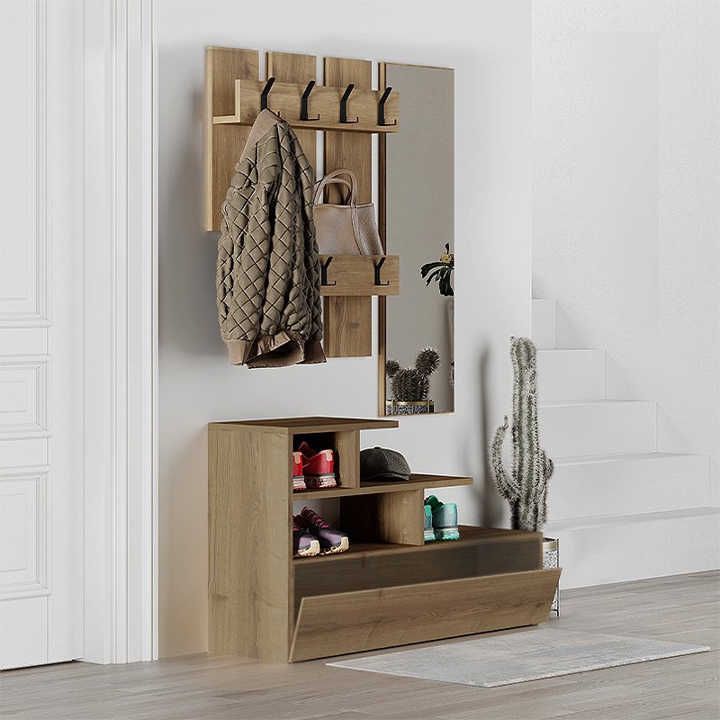 GP037-00434-1 Έπιπλο εισόδου Vesty Megapap χρώμα ανοιχτό καρυδί 100x30x61εκ. - Image 1