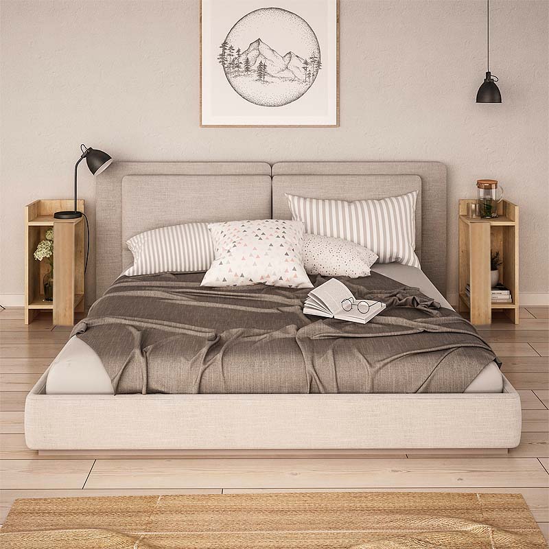 GP037-00703-1 Κομοδίνο Elos Megapap σετ 2 τεμαχίων χρώμα sapphire oak 25x27x60εκ. - Image 1