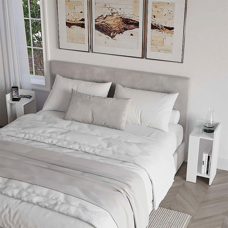 GP037-00704-1 Κομοδίνο Elos Megapap σετ 2 τεμαχίων χρώμα λευκό 25x27x60εκ. - Image 1