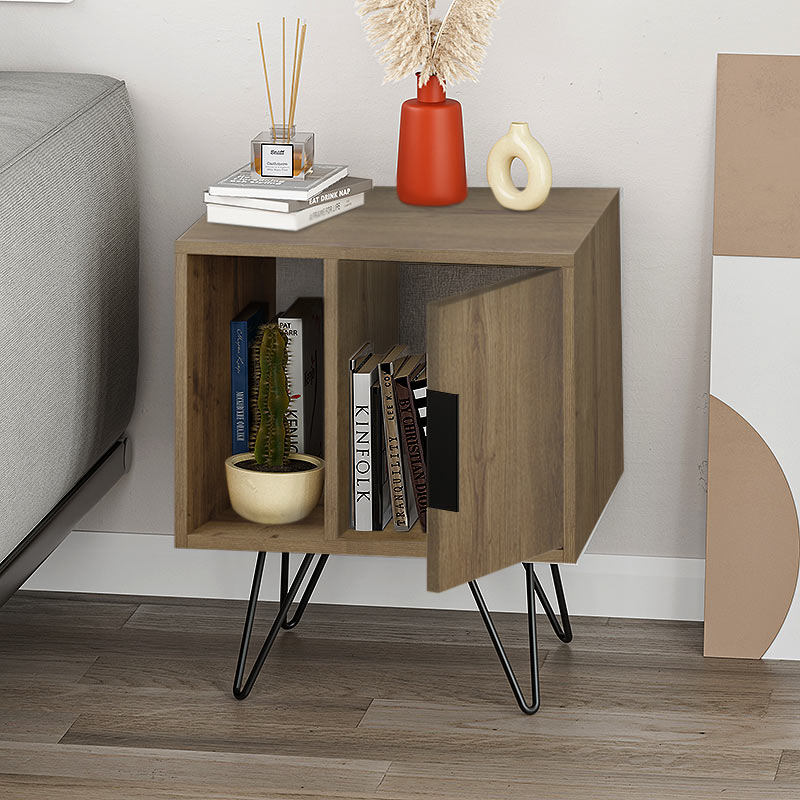 GP037-00813-1 Κομοδίνο Glynn Megapap χρώμα ανοιχτό καρυδί 50,2x44,6x60εκ. - Image 1