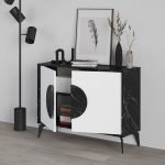 Μπουφές Gora Megapap χρώμα μαύρο εφέ μαρμάρου - λευκό 110x35,6x82εκ.