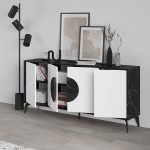 Μπουφές Gora Megapap χρώμα μαύρο εφέ μαρμάρου - λευκό 180x35,6x82εκ.