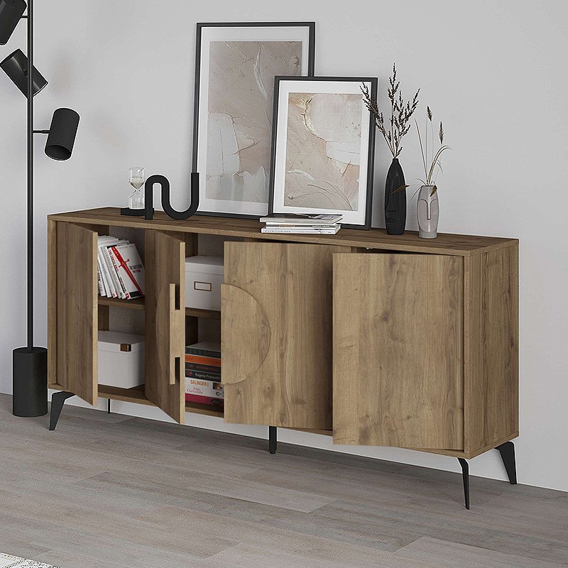 GP037-00832-1 Μπουφές Gora Megapap χρώμα ανοιχτό καρυδί 180x35,6x82εκ. - Image 1