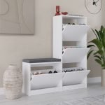 Παπουτσοθήκη Dude Megapap χρώμα λευκό 104,8x26x118,5εκ.