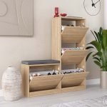 Παπουτσοθήκη Dude Megapap χρώμα φυσικό οξιάς 104,8x26x118,5εκ.