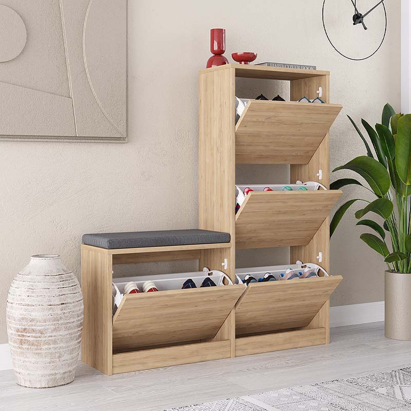 GP037-01882-1 Παπουτσοθήκη Dude Megapap χρώμα φυσικό οξιάς 104,8x26x118,5εκ. - Image 1