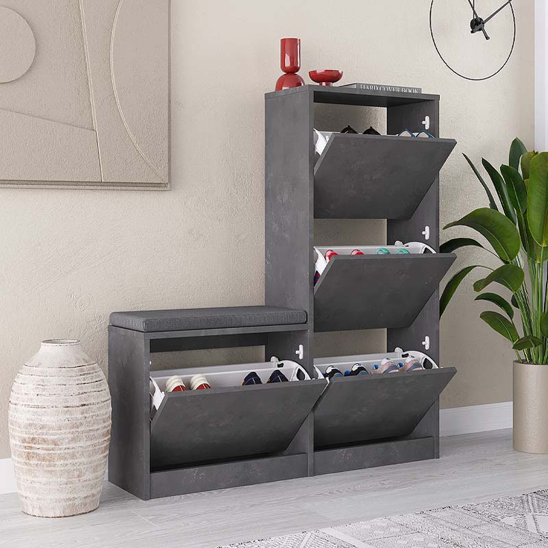 GP037-01884-1 Παπουτσοθήκη Dude Megapap χρώμα γκρι ρετρό104,8x26x118,5εκ. - Image 1