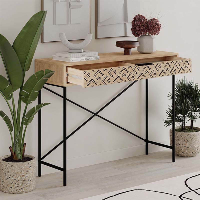 GP037-01915-1 Κονσόλα Heaton Megapap μεταλλική - μελαμίνης χρώμα sapphire oak 110x35,6x90εκ. - Image 1