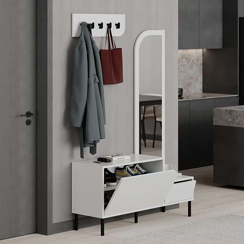 GP037-02013-1 Έπιπλο εισόδου Mila Megapap με κρεμάστρα χρώμα λευκό 120x37x171,6εκ. - Image 1