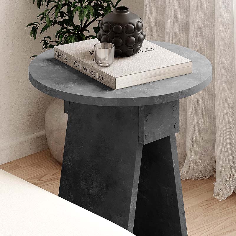 GP037-02151-1 Βοηθητικό τραπεζάκι Chen Megapap χρώμα γκρι ρετρό Φ42x50εκ. - Image 1