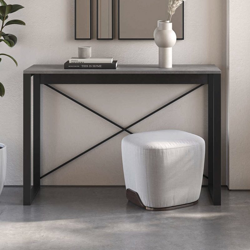 GP037-02231-1 Κονσόλα Archie Megapap χρώμα γκρι ρετρό - μαύρο 110x35x75εκ. - Image 1