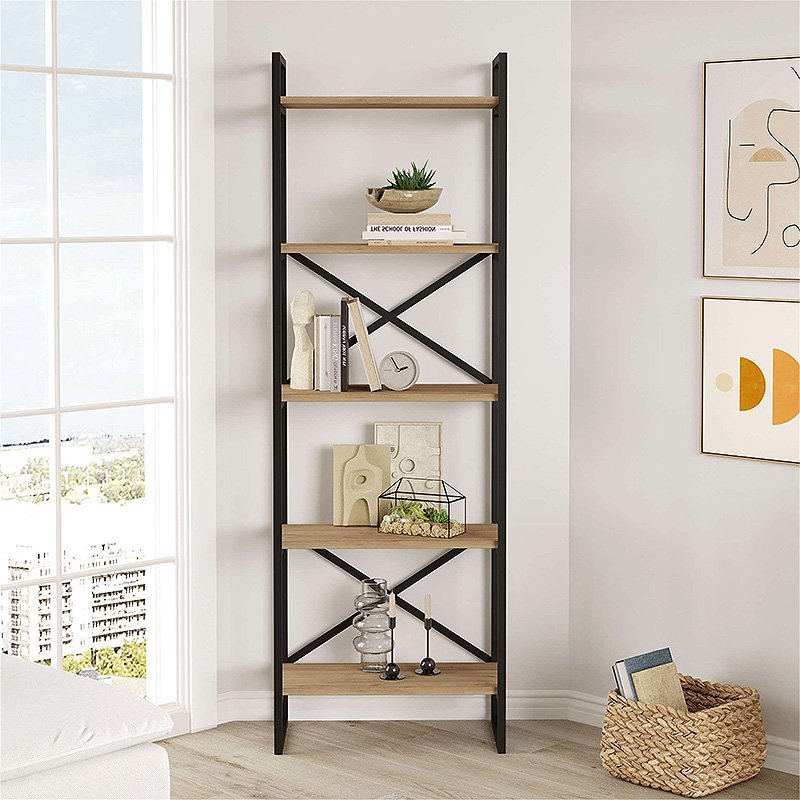 GP037-02251-1 Βιβλιοθήκη Dusan Megapap χρώμα sepet oak 58x30x175εκ. - Image 1