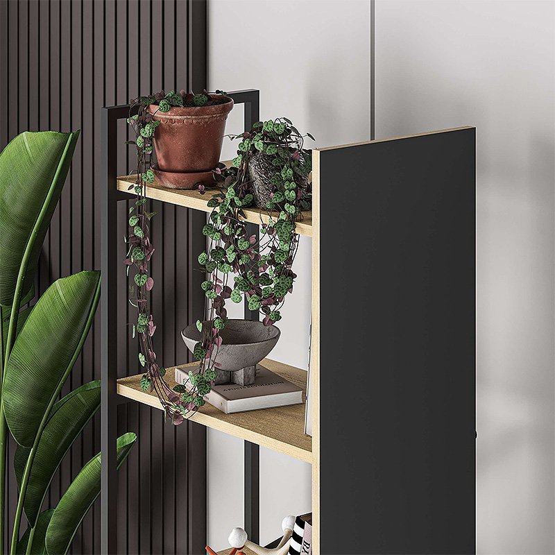 GP037-02281-1 Βιβλιοθήκη Detroit Megapap χρώμα sapphire oak - silky black 58x35,2x175εκ. - Image 1