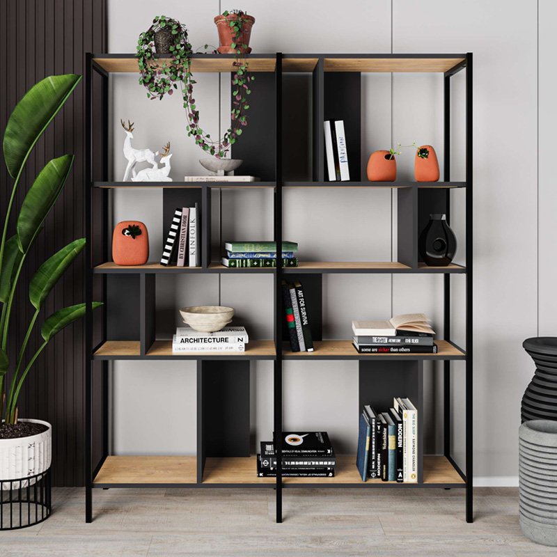 GP037-02321-1 Βιβλιοθήκη Maxi Megapap χρώμα sapphire oak - silky black 144x35x175εκ. - Image 1