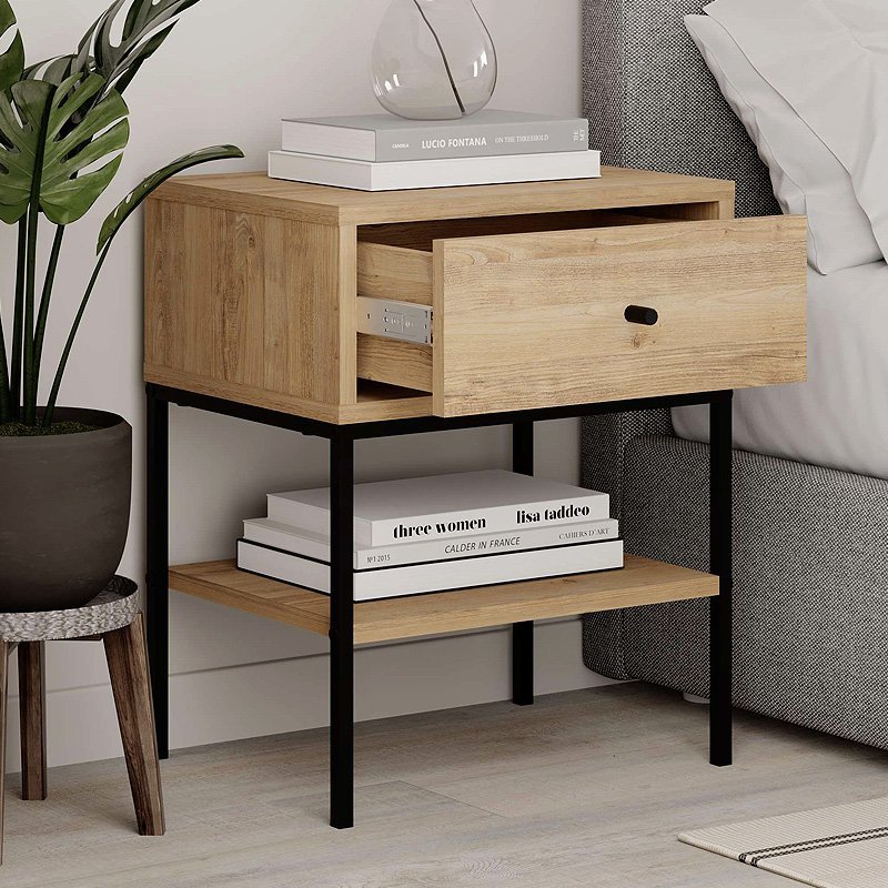 GP037-02341-1 Κομοδίνο Lisa Megapap χρώμα saphhire oak 45x35x56εκ. - Image 1