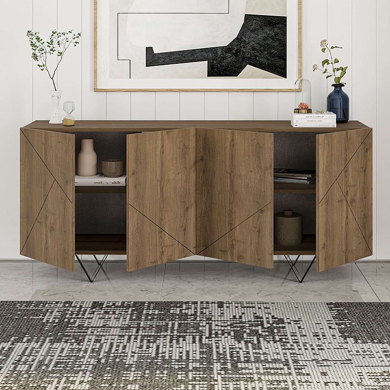 GP037-02421-1 Μπουφές Jakomen Megapap χρώμα ανοιχτό καρυδί 180x41,7x80εκ. - Image 1